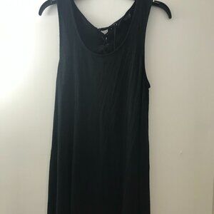 Black cotton tank dress with back cut out and lace up